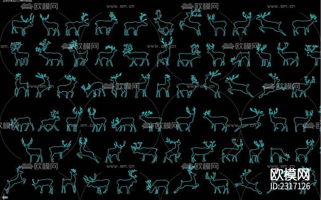 麋鹿CAD图库下载（渲染图1）