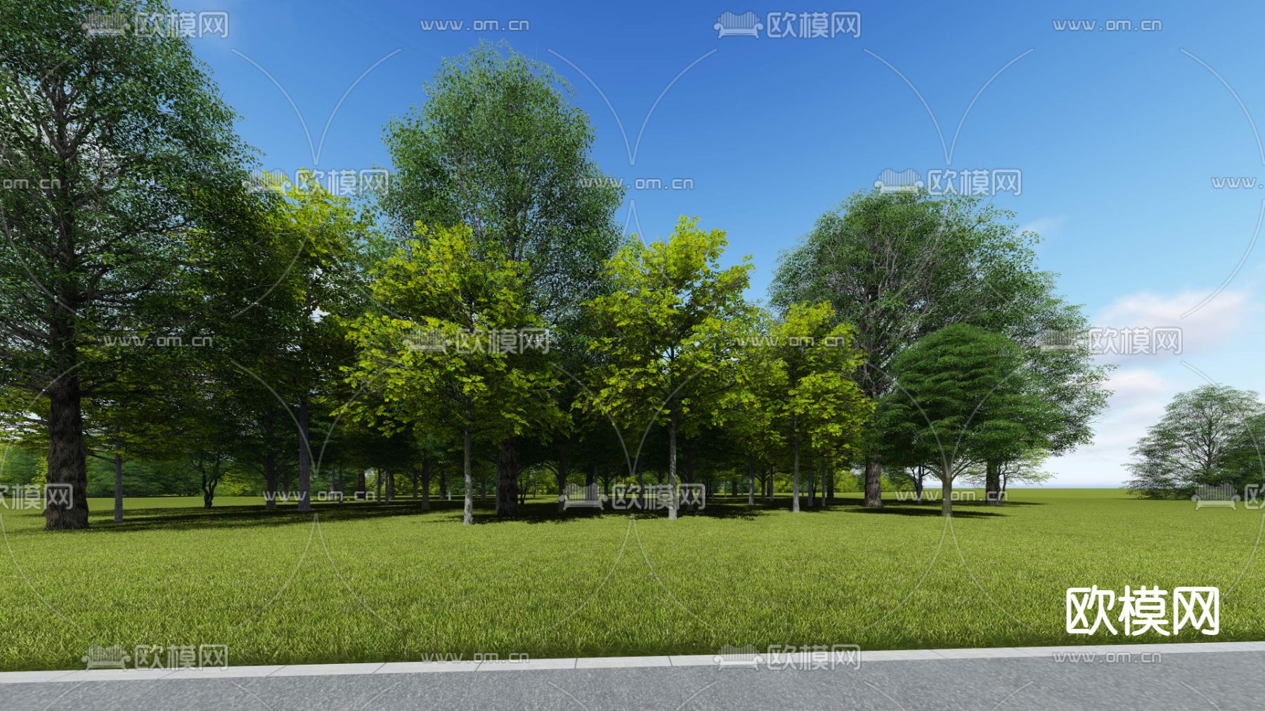 现代草坪大树树木景观树psd下载