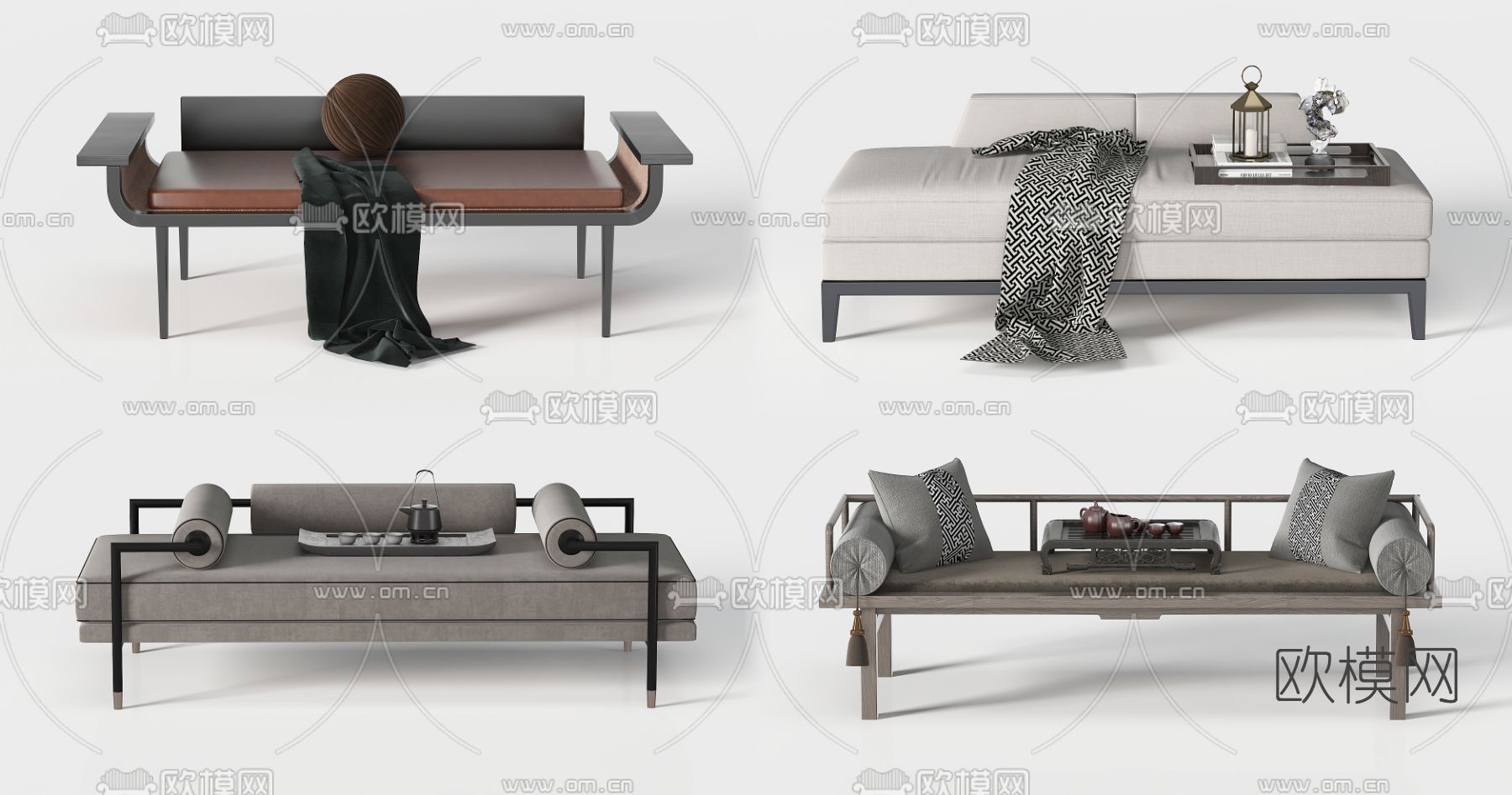 新中式床尾凳 脚踏3d模型下载