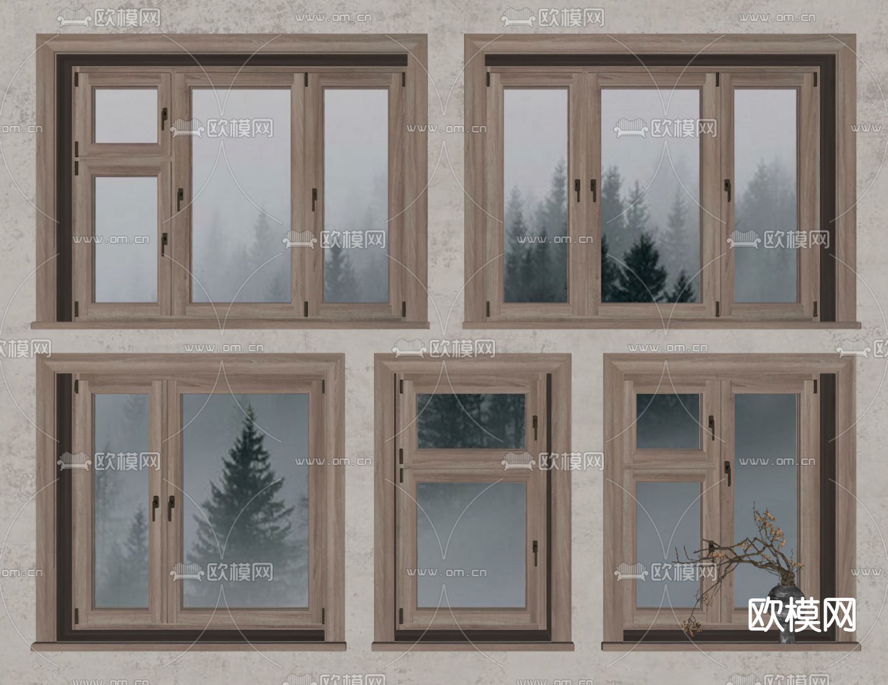 侘寂平开窗户su模型下载（渲染图2）