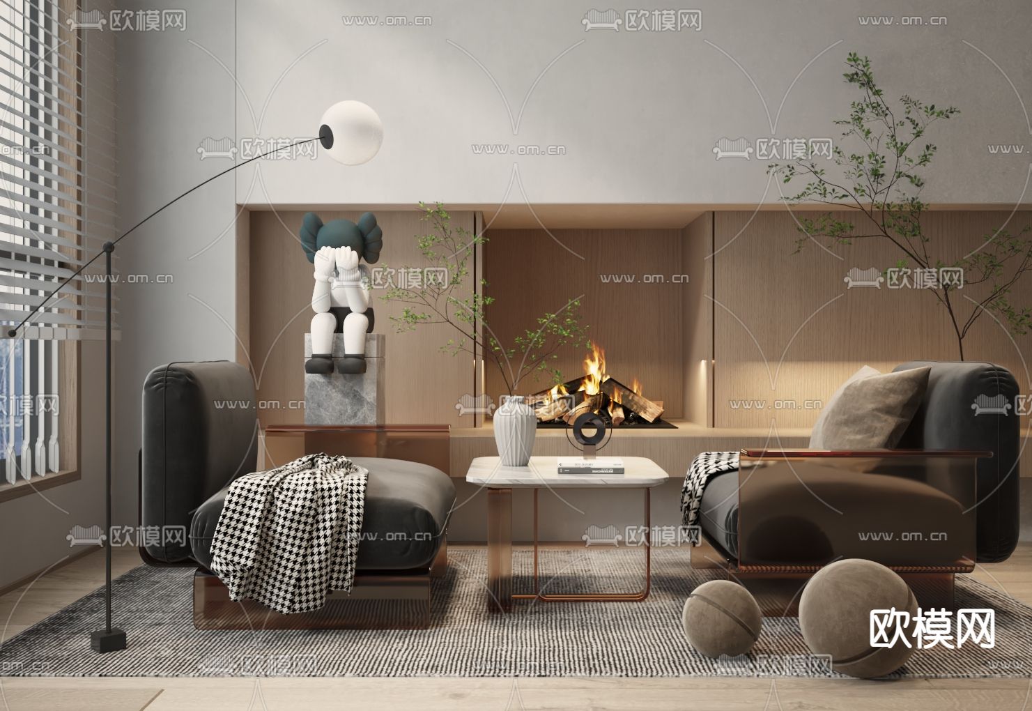 高级灰单人沙发  休闲椅3d模型下载