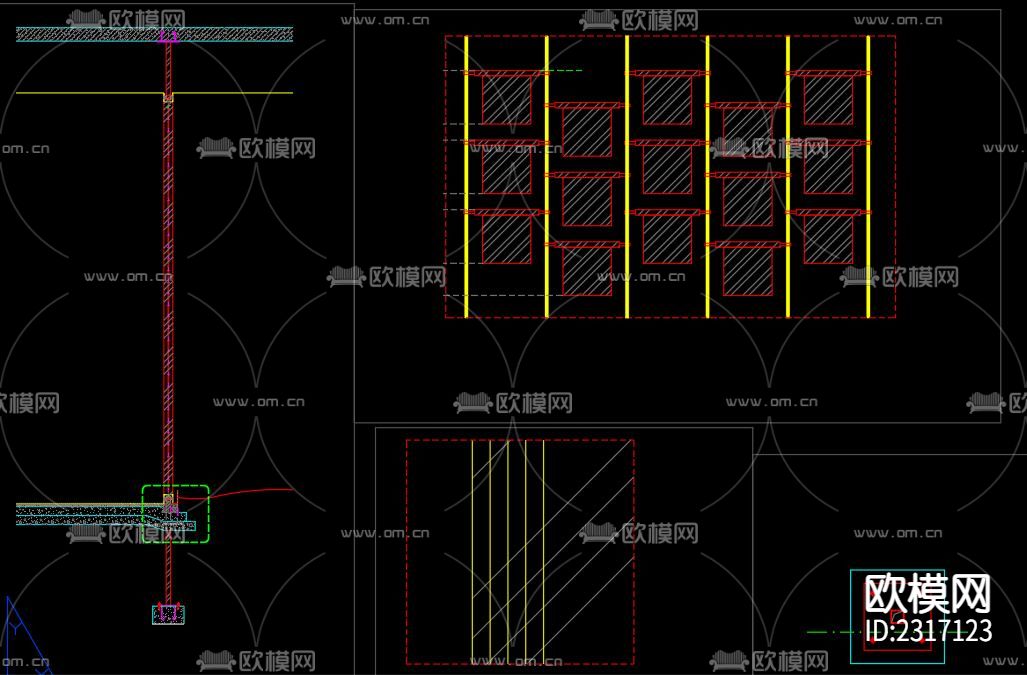风铃墙CAD节点大样下载（渲染图3）