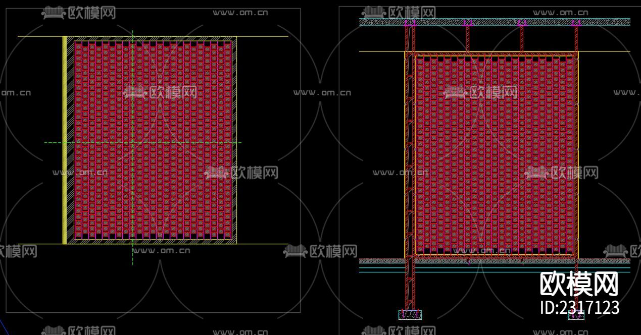 风铃墙CAD节点大样下载（渲染图2）