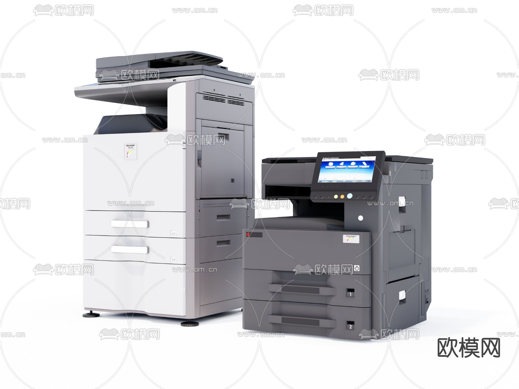 现代办公打印机复印机su模型下载（渲染图2）