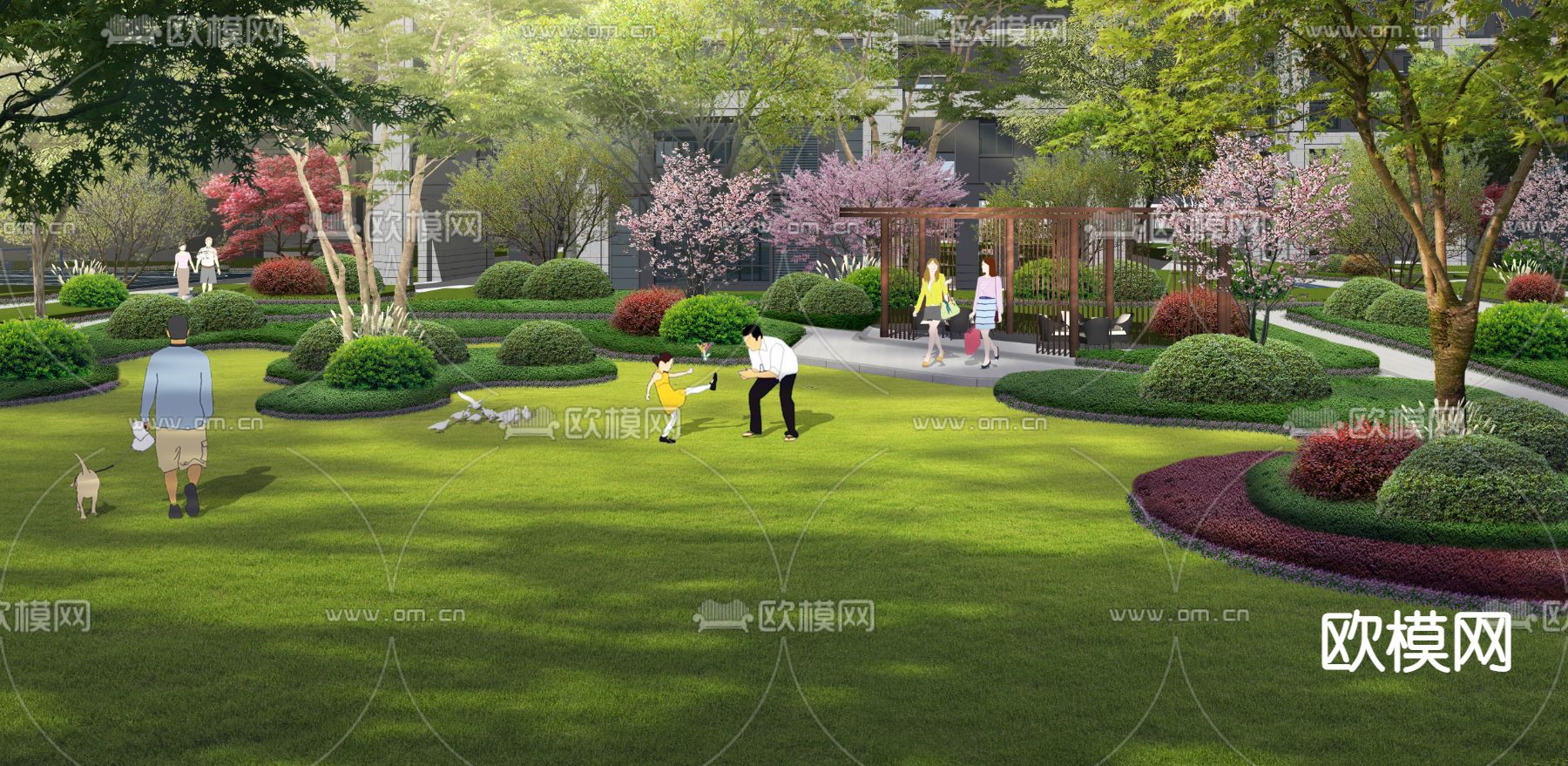 现代公园草坪园林psd下载