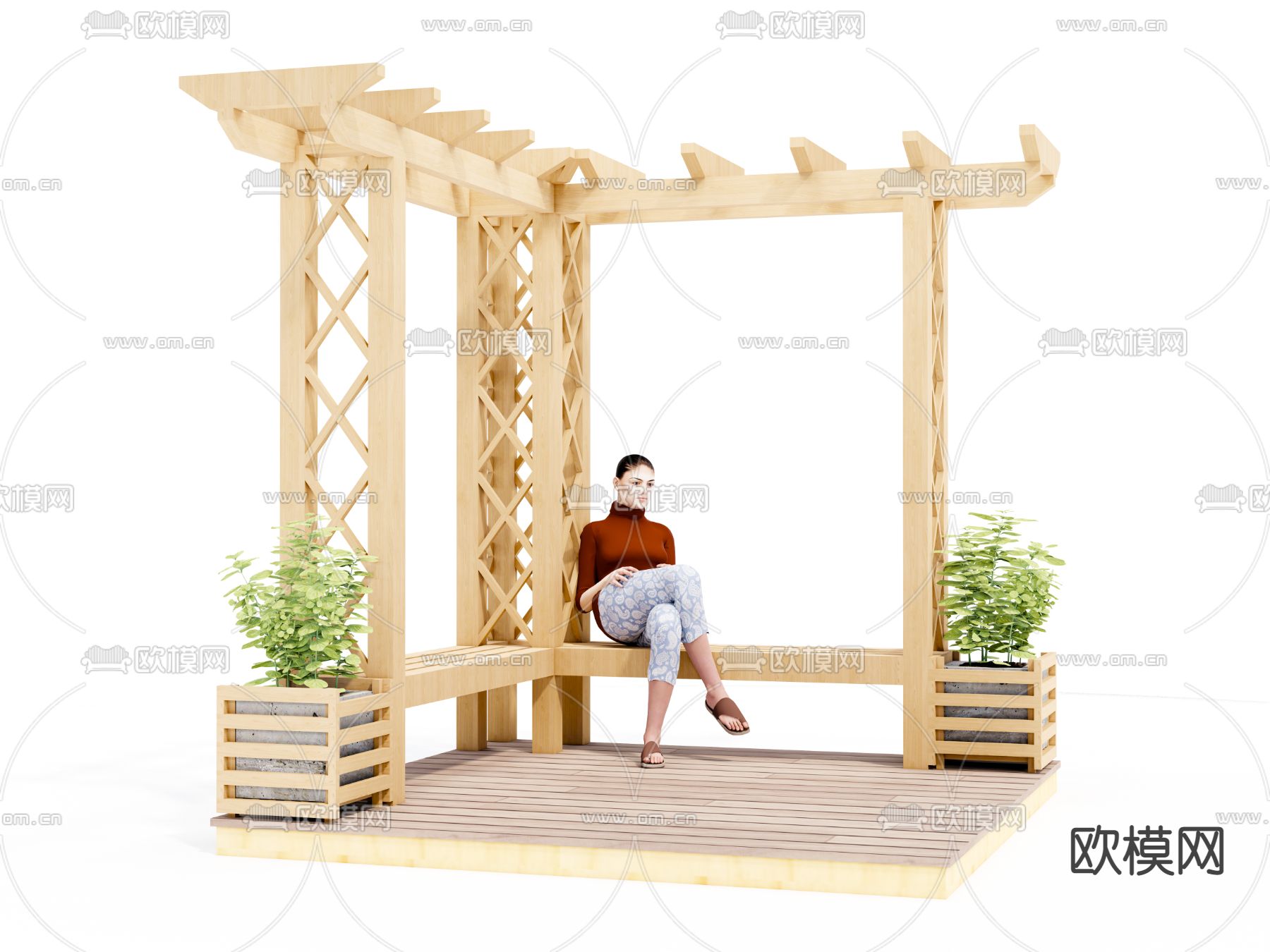 现代景观户外廊架su模型下载_ID12147363_sketchup模型下载-欧模网