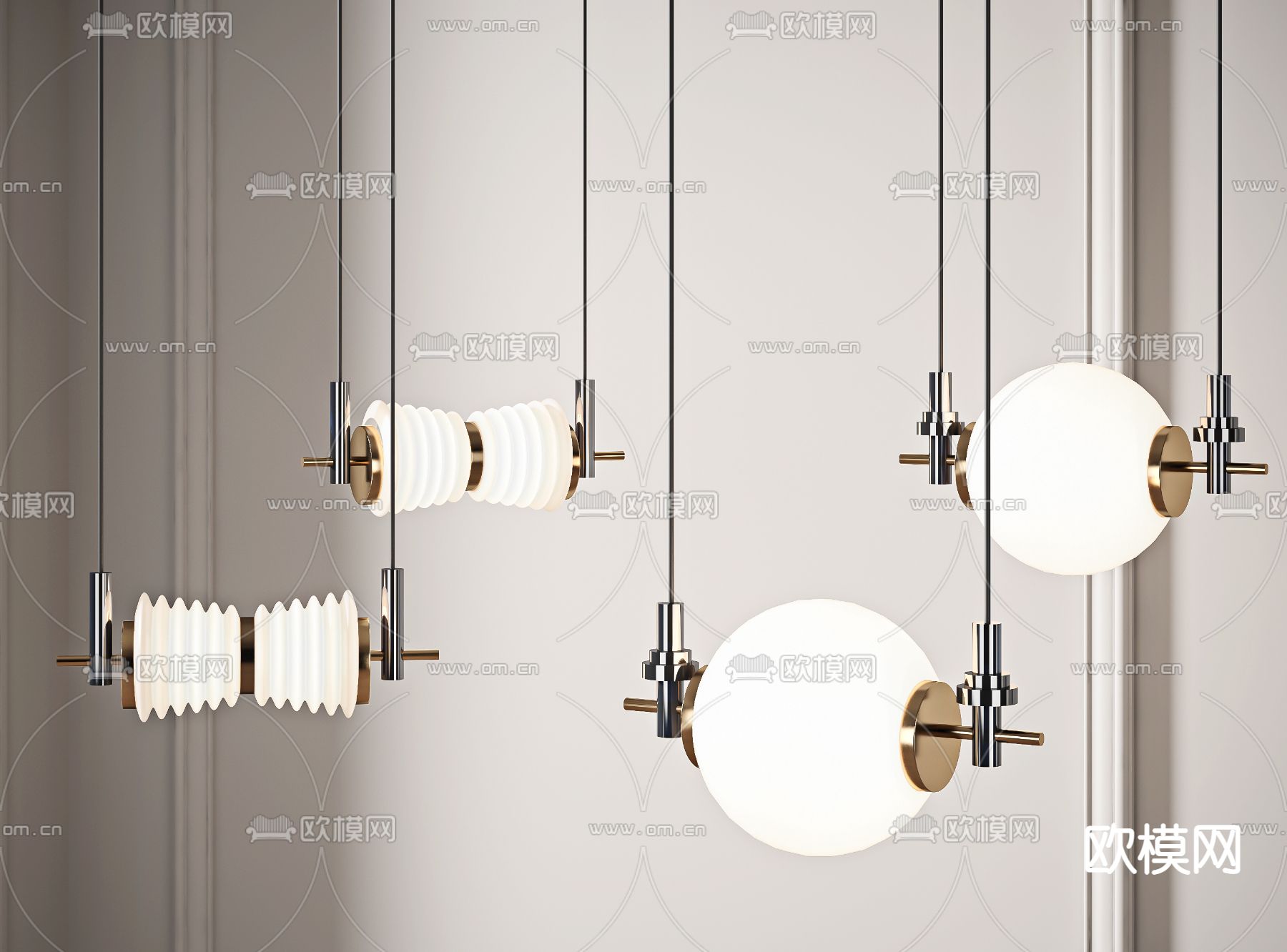 现代球形吊灯3d模型下载_ID12148512_3dmax免费模型-欧模网