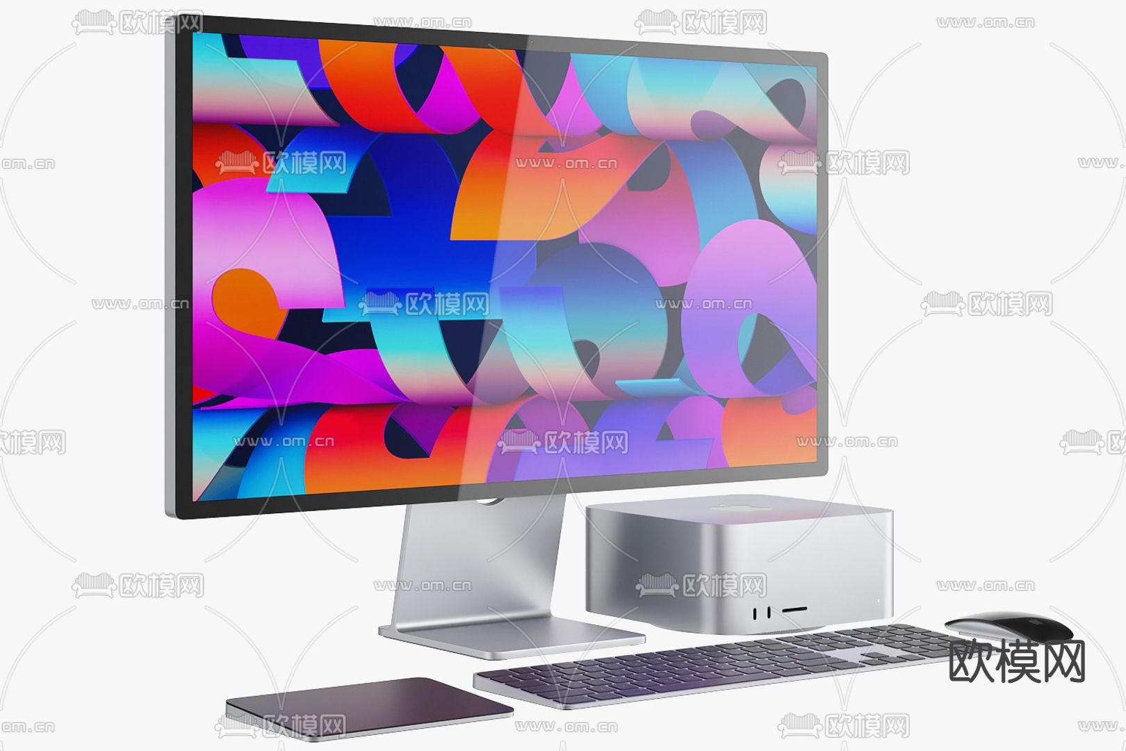 苹果电脑 显示屏 键盘3d模型