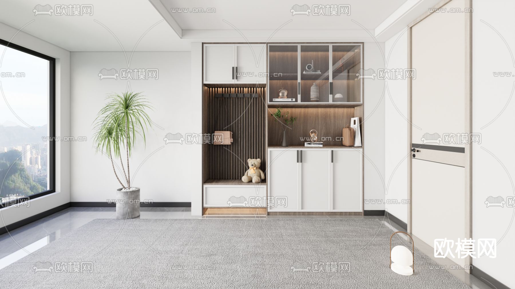 现代玄关鞋柜su模型下载（渲染图1）