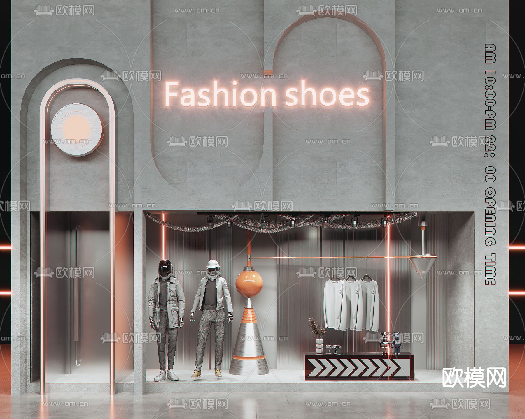 现代潮牌服装店 橱窗3d模型下载（渲染图1）