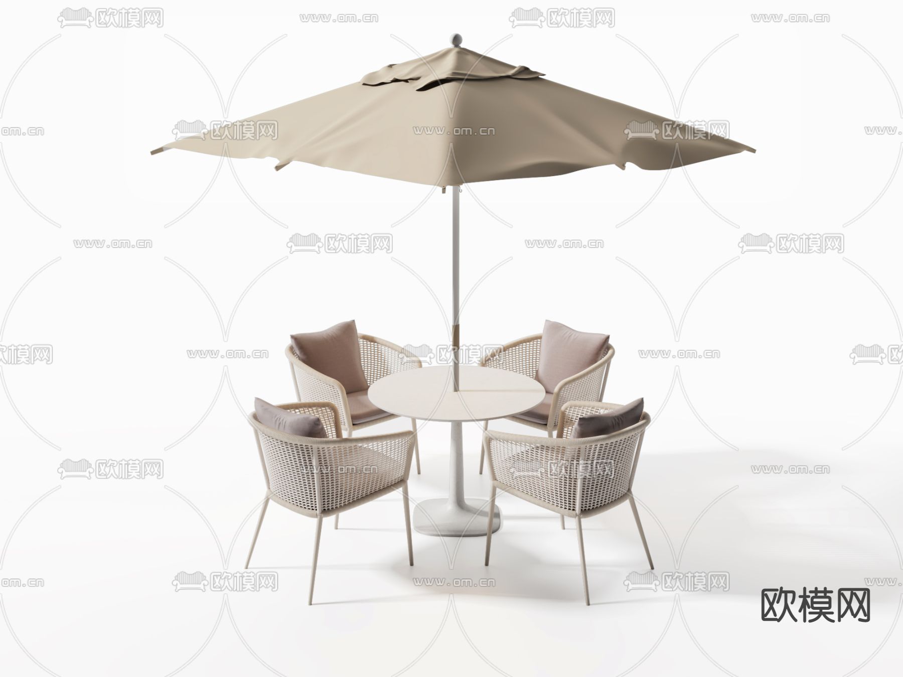 户外休闲桌椅 太阳伞 3d模型下载