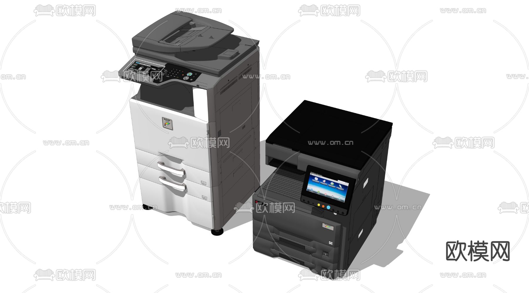 现代办公打印机复印机su模型下载（渲染图4）