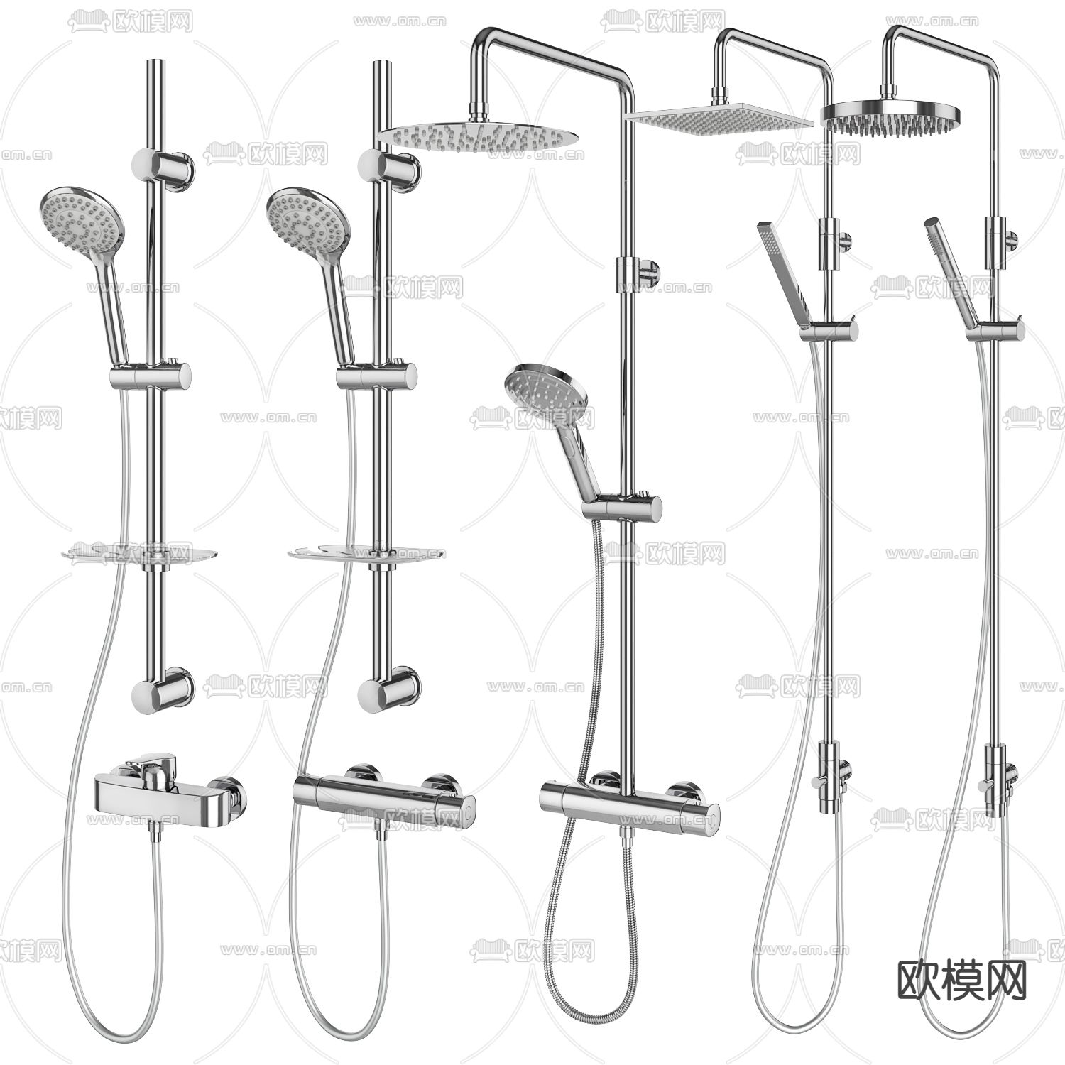 现代淋浴 花洒 水龙头su模型下载（渲染图1）