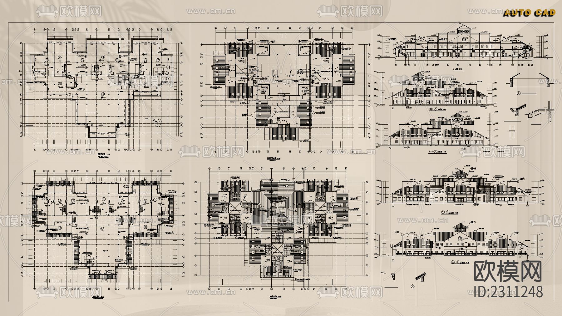 百套别墅建筑设计cad施工图下载（渲染图7）