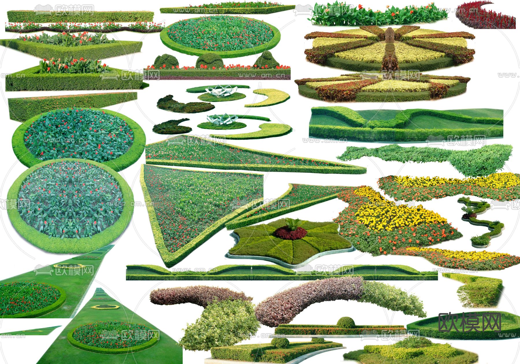 现代灌木丛花坛psd下载