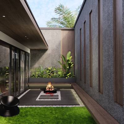  现代庭院景观天井su模型 