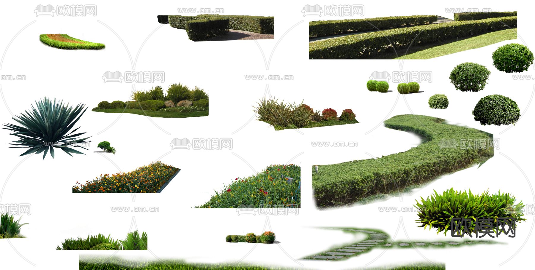 现代灌木丛植物堆psd下载