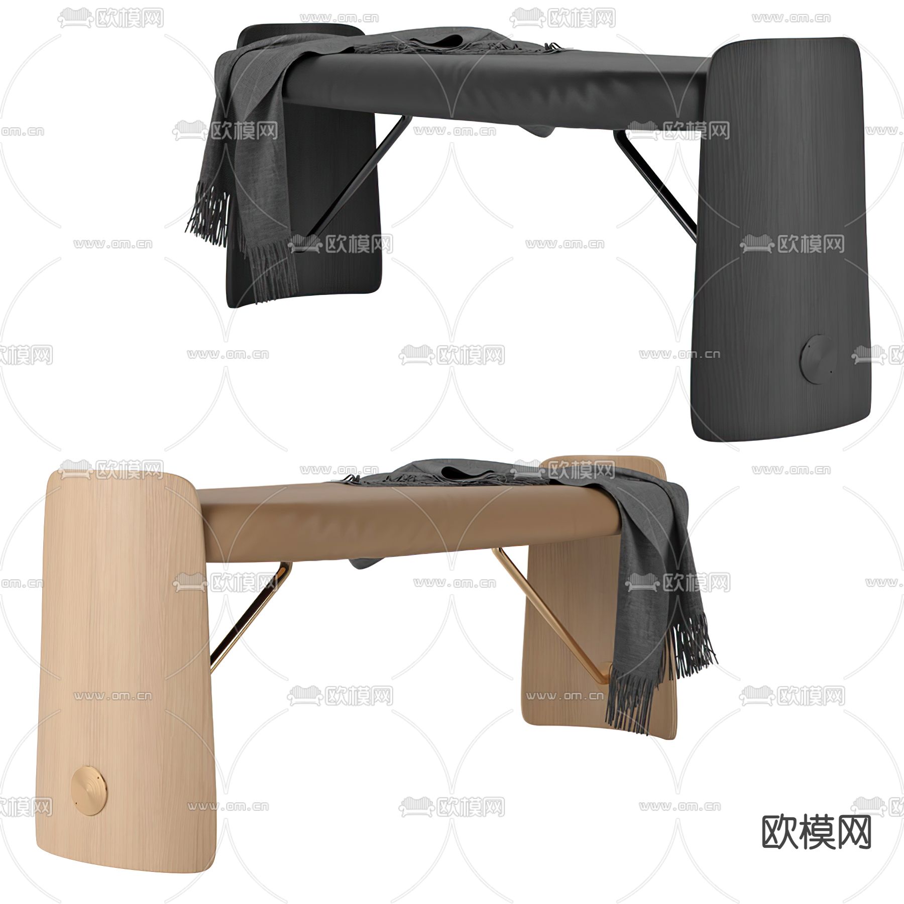 现代床尾凳脚踏su模型