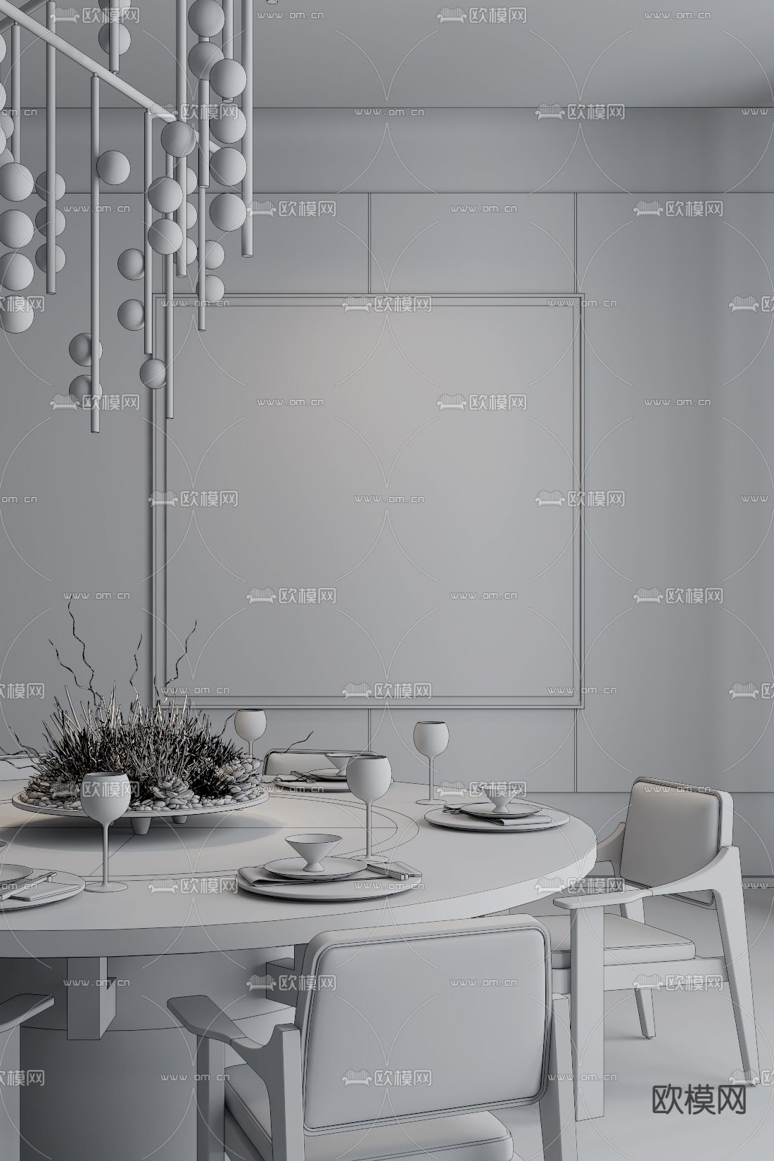 无间设计 侘寂餐厅3d模型下载（渲染图3）