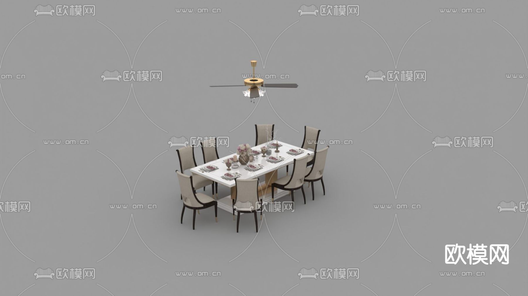 简欧创意实木皮革休闲桌椅免费3d模型下载