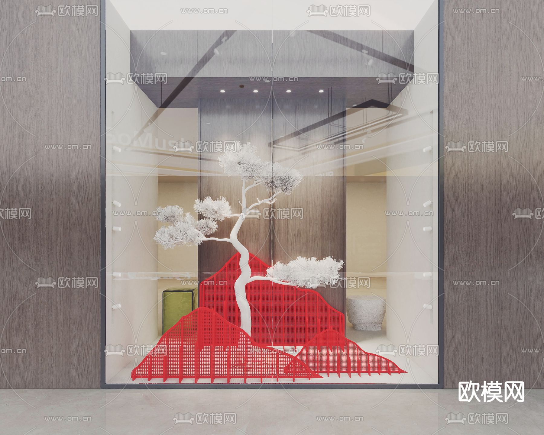 现代商场橱窗3d模型下载