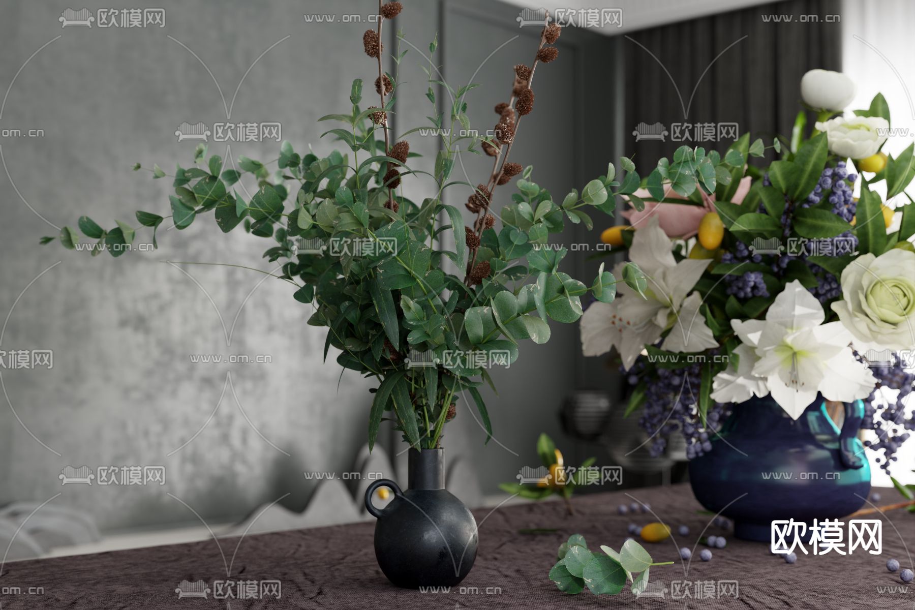 现代水培 花卉花瓶花艺3d模型下载（渲染图4）