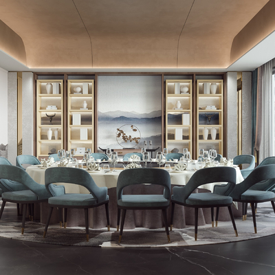  新中式中餐厅包房su模型 