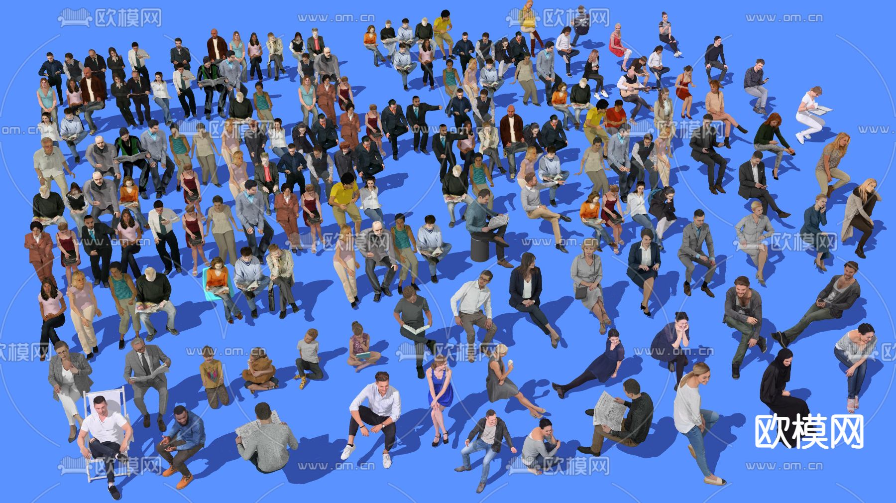 现代坐姿人物su模型下载