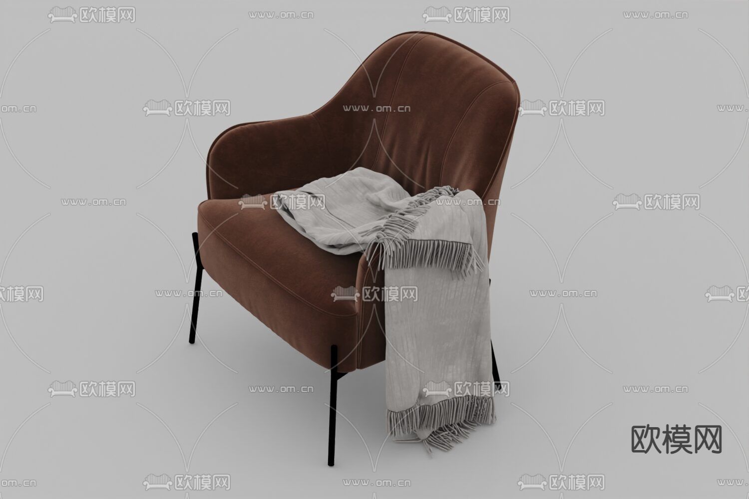 现代轻奢布艺不锈钢休闲椅免费3d模型下载