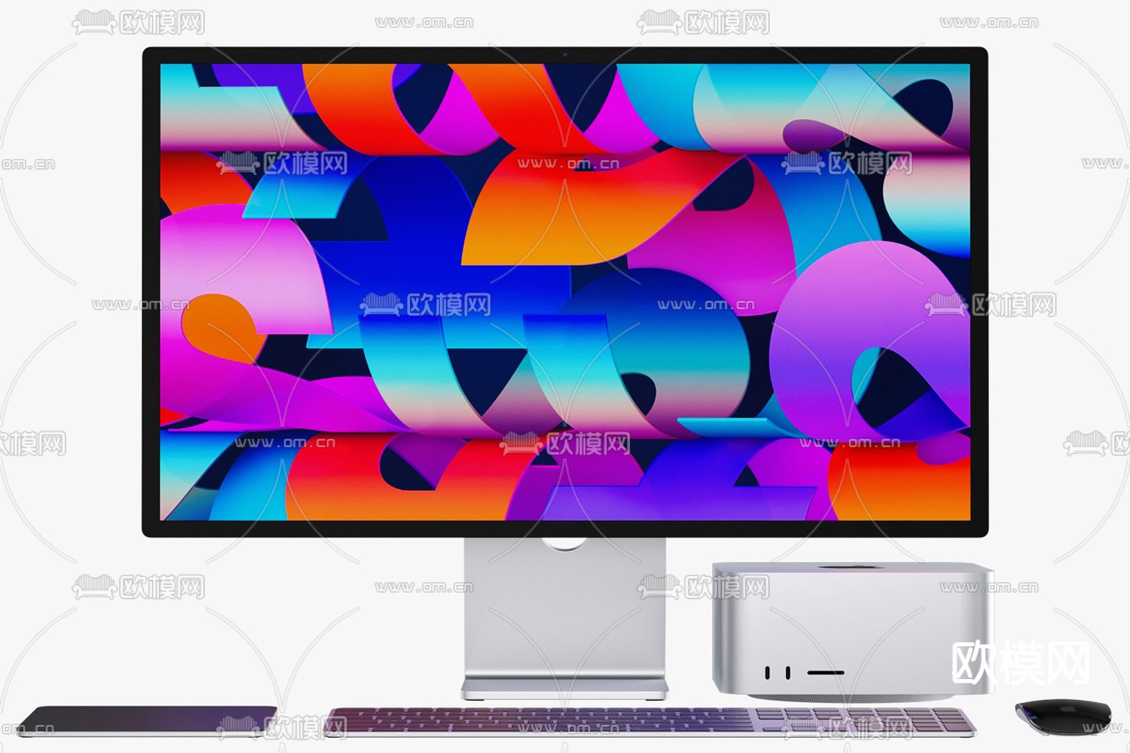 苹果电脑 显示屏 键盘3d模型