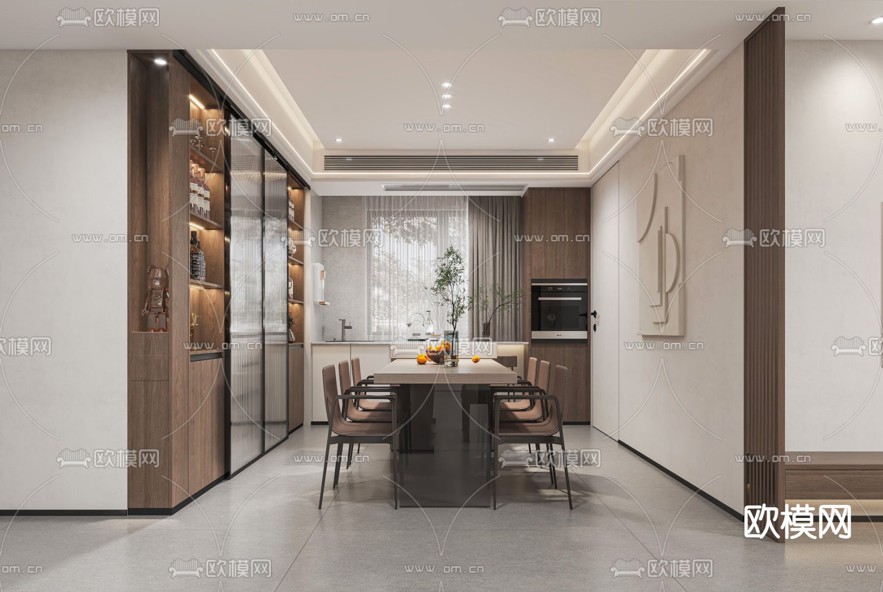 现代餐厅3d模型下载