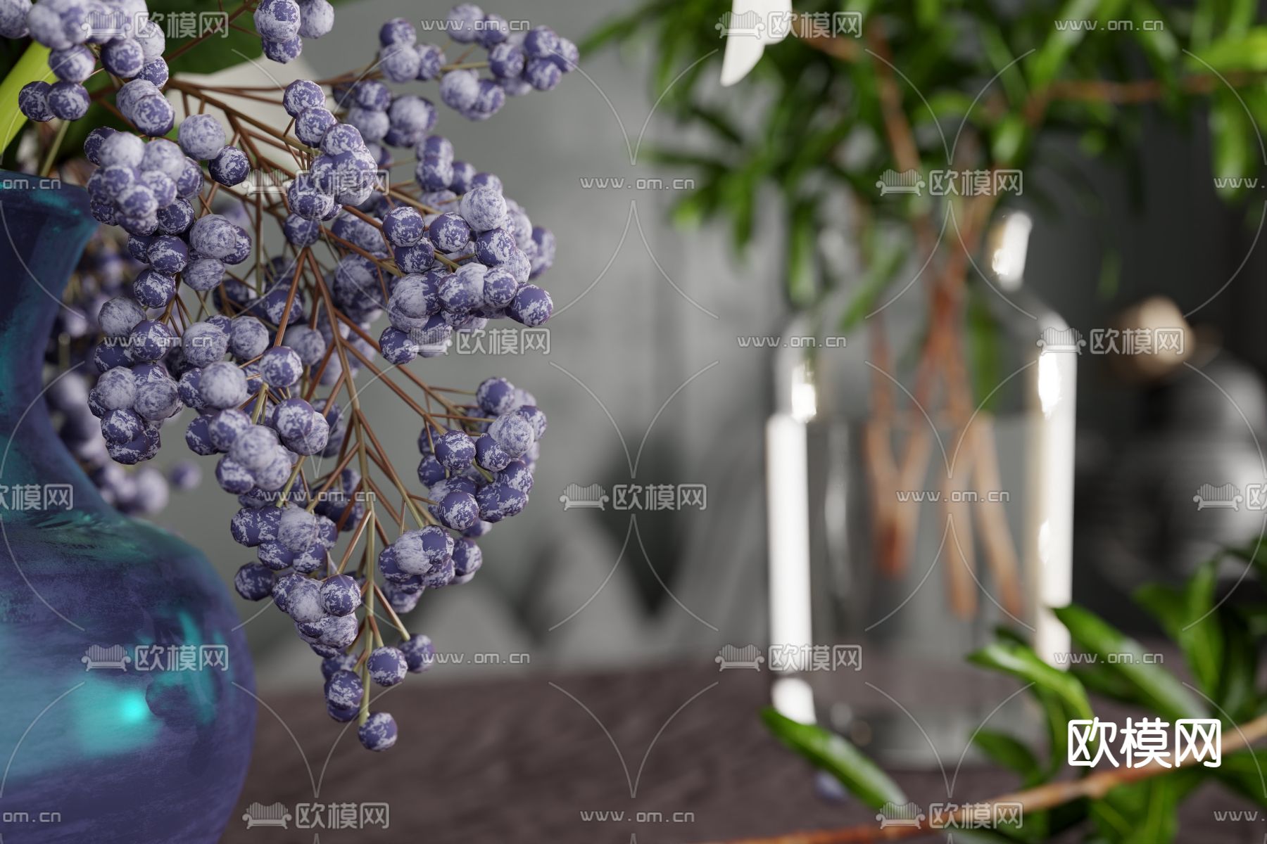 现代水培 花卉花瓶花艺3d模型下载（渲染图2）