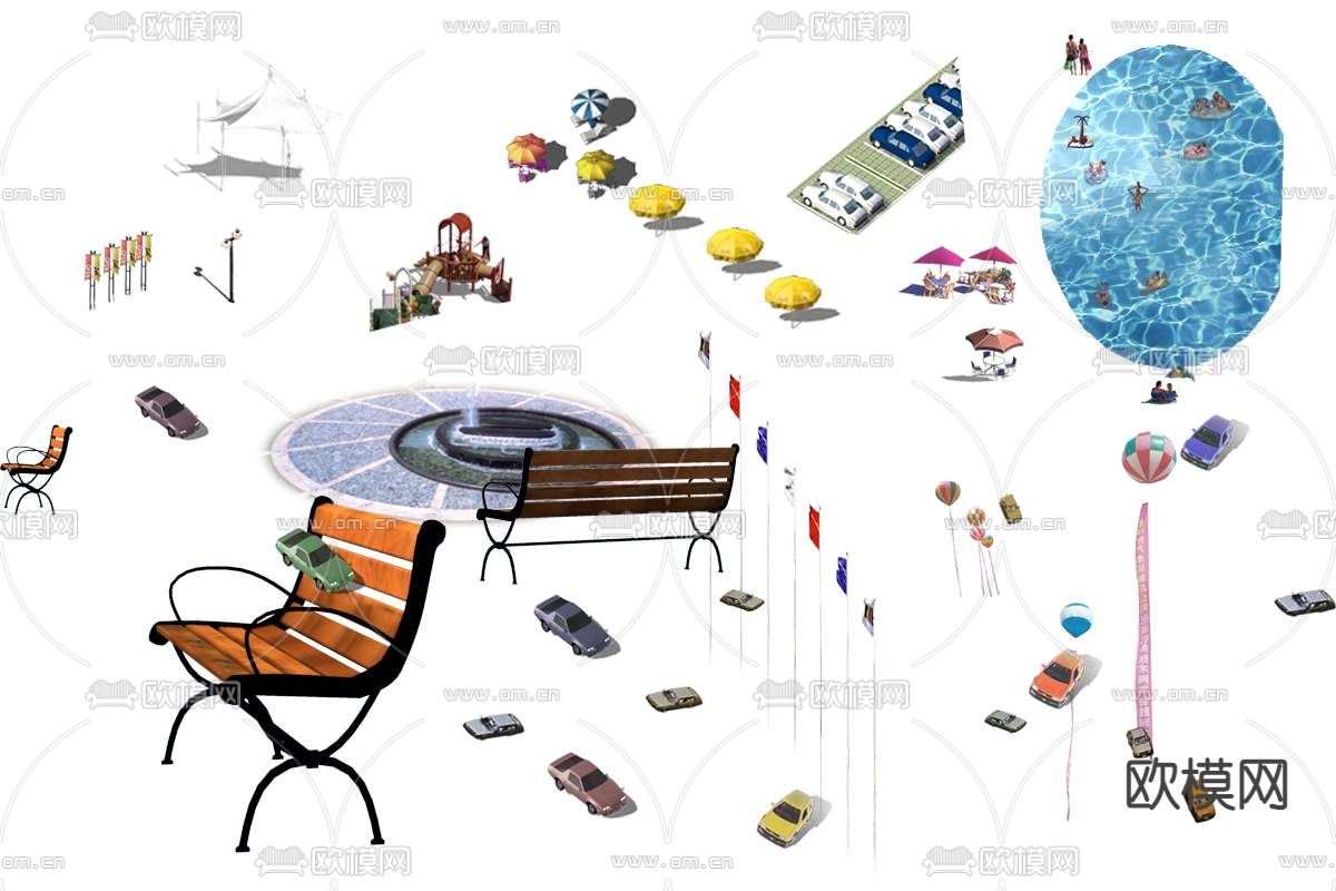 现代公园热气球座椅汽车psd下载