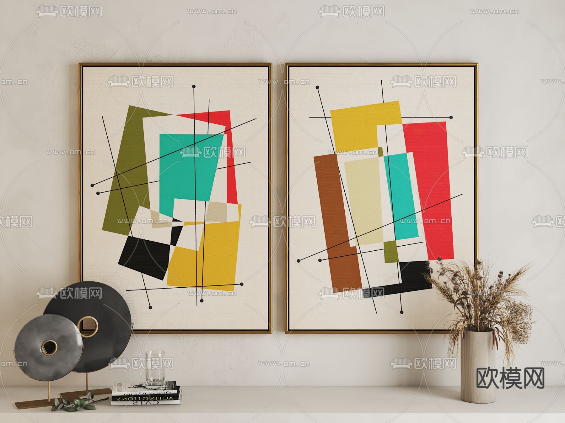 北欧几何主义挂画3d模型下载