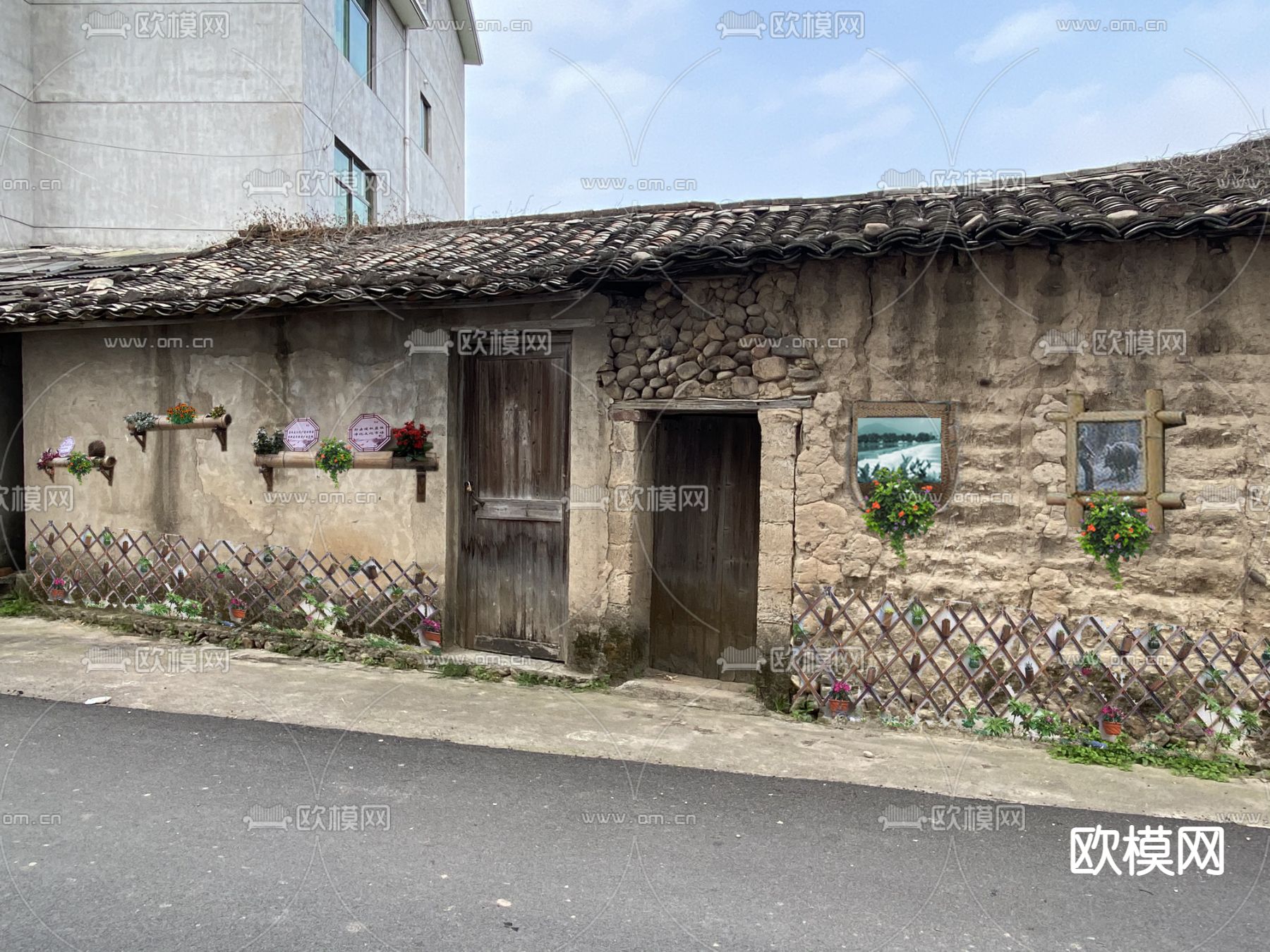 现代农村瓦房外观psd下载