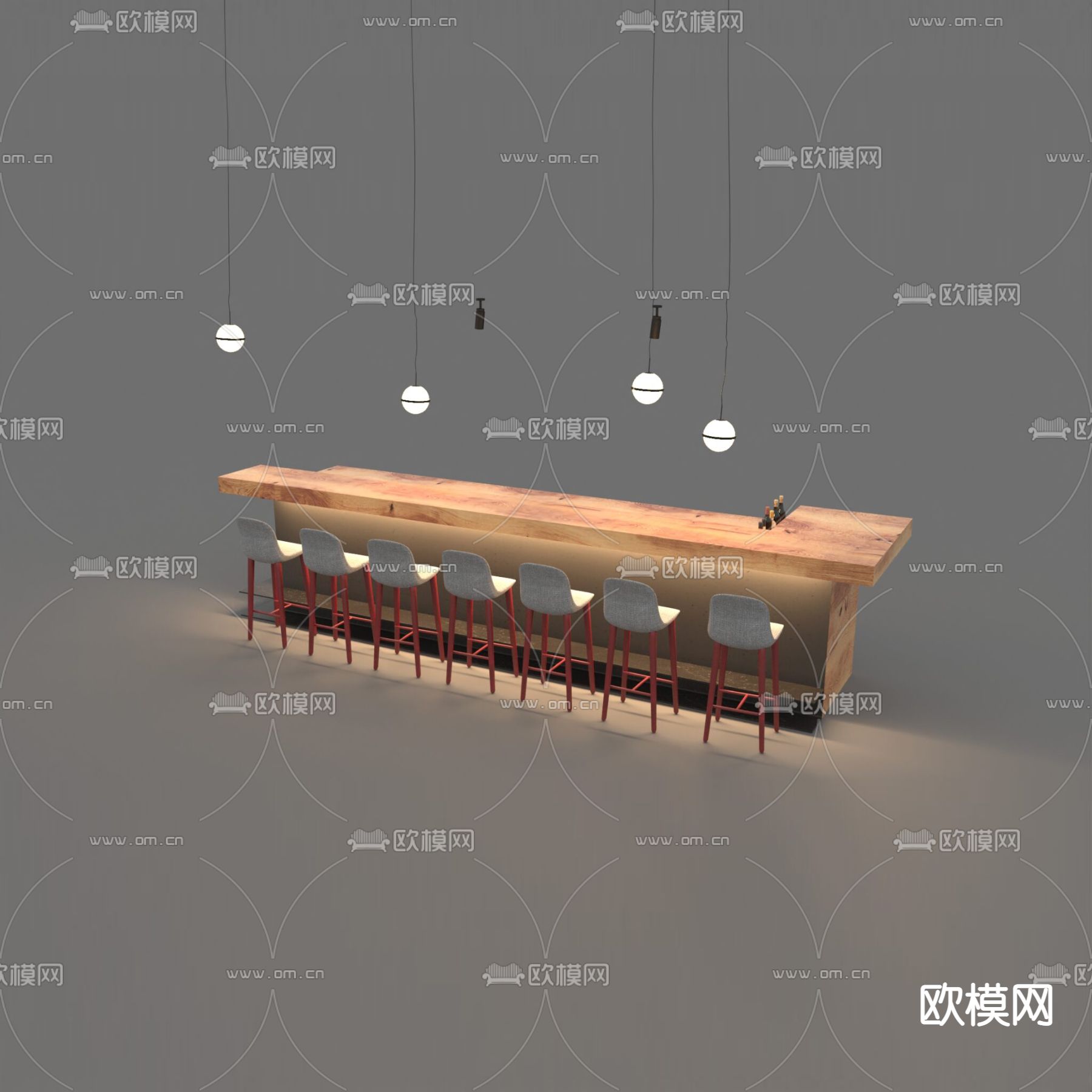 北欧简约创意吧台免费3d模型下载_ID12148846_3dmax免费模型-欧模网