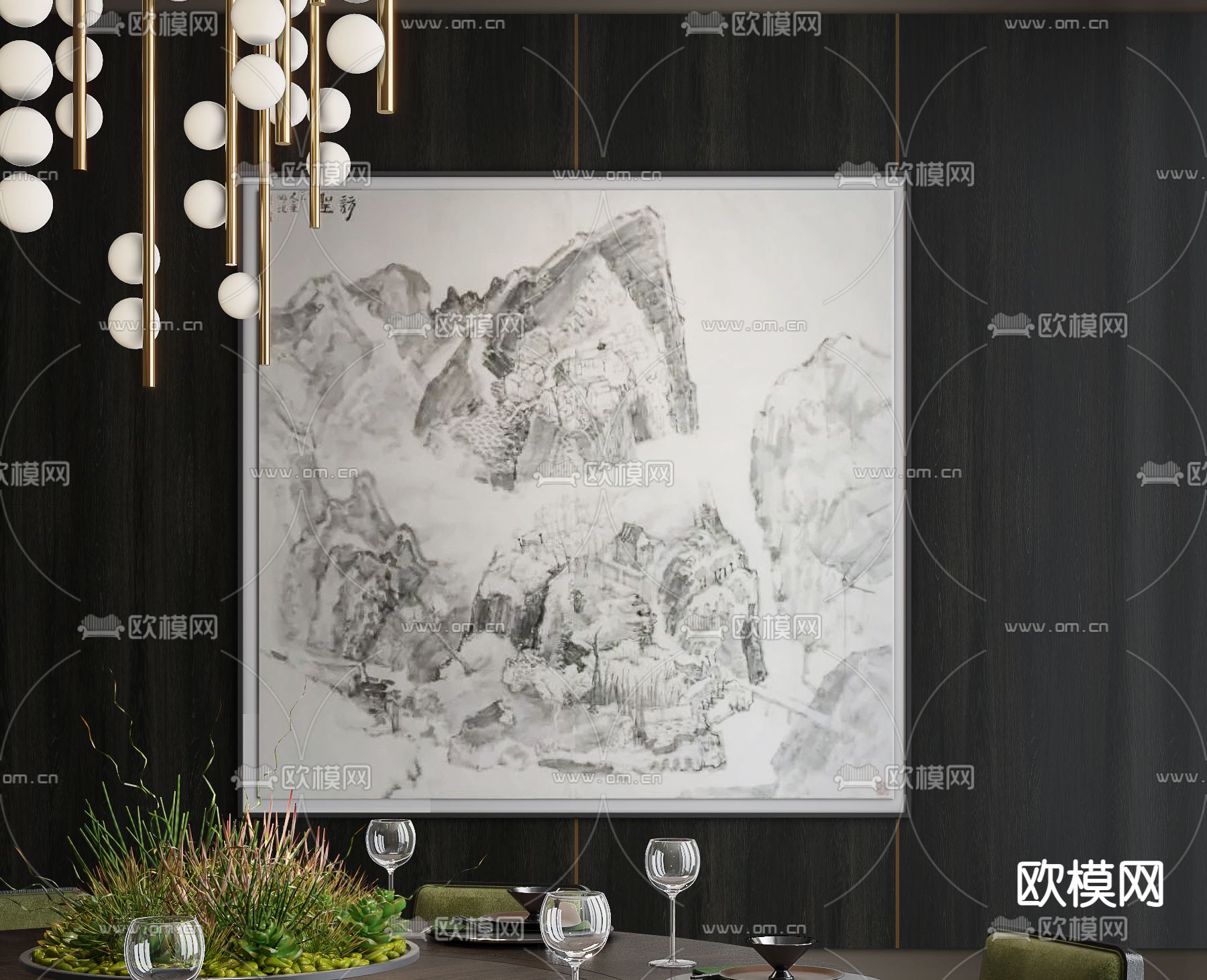 无间设计 侘寂餐厅3d模型下载（渲染图4）