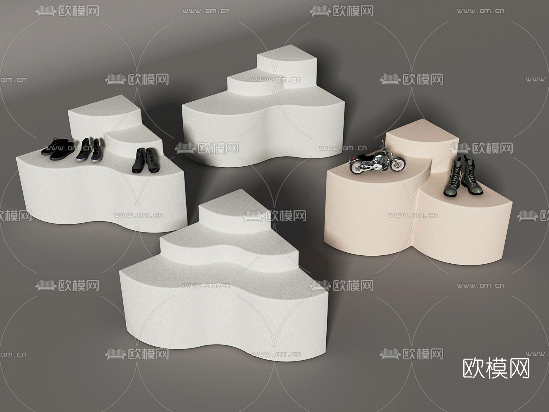 现代拐角展台3d模型