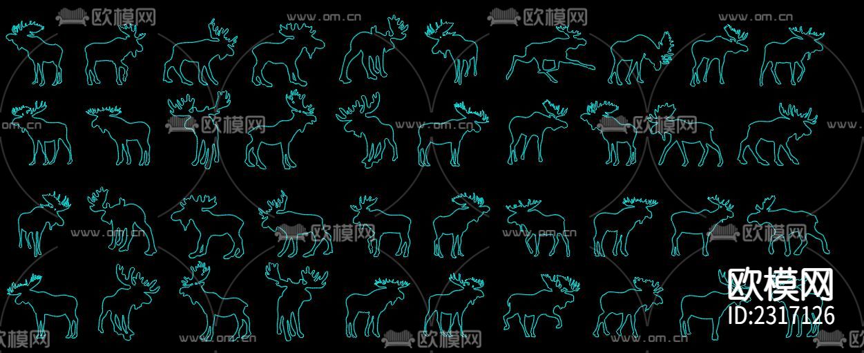 麋鹿CAD图库下载（渲染图3）