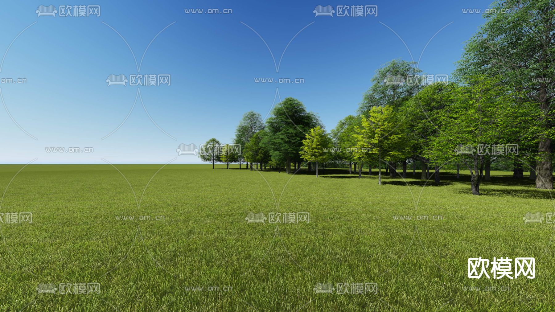 现代草坪大树树木景观树psd下载