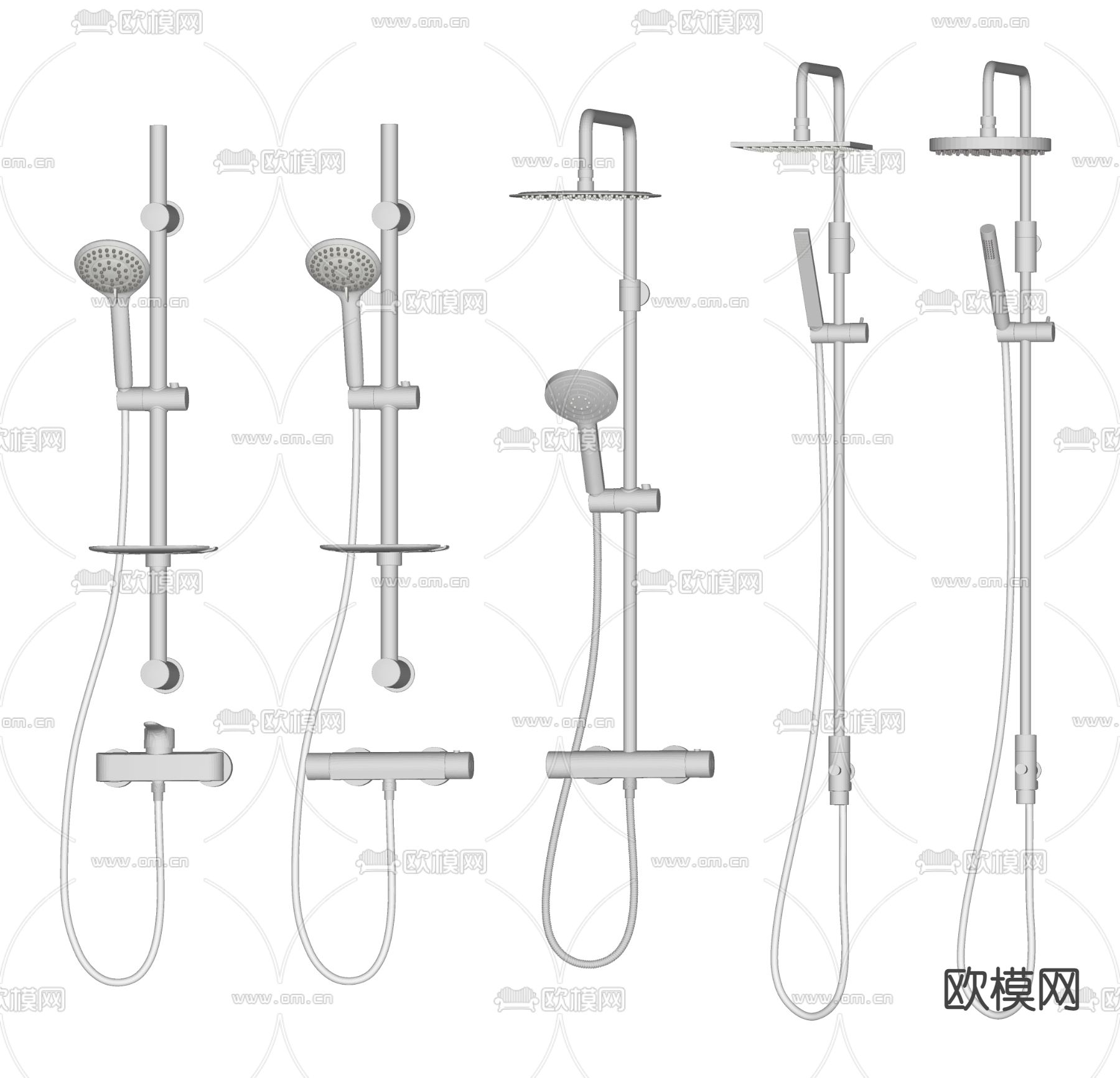 现代淋浴 花洒 水龙头su模型下载（渲染图2）
