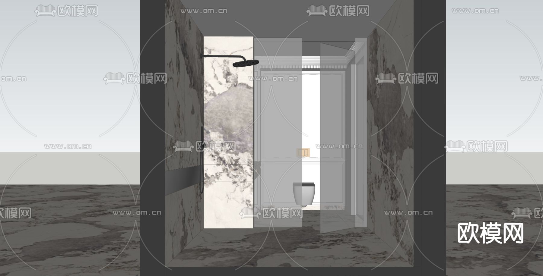 法式卫生间浴室su模型下载（渲染图2）