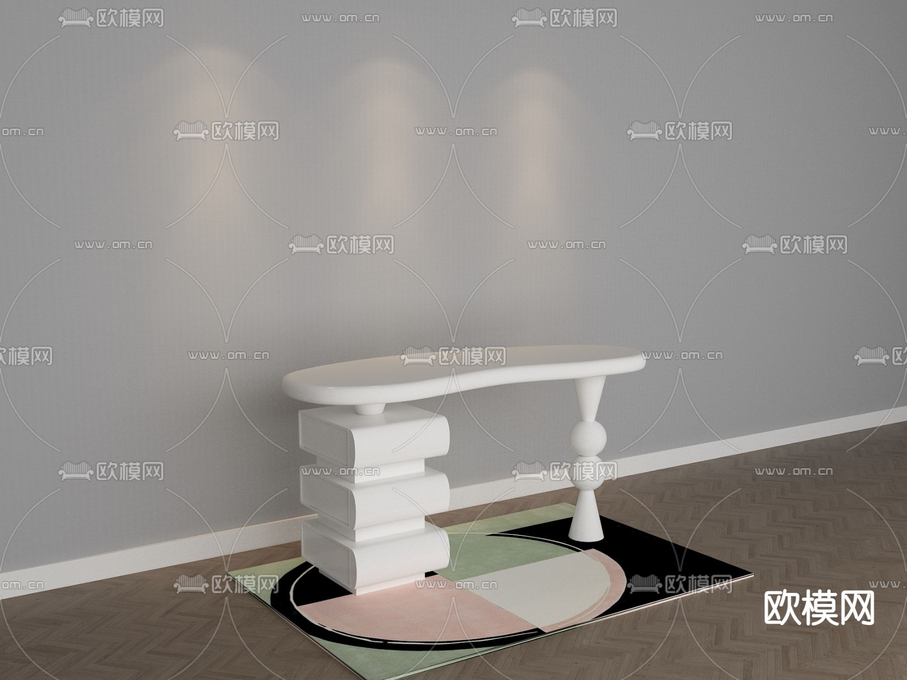 现代书桌免费3d模型下载