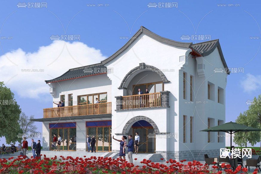 中式园林古建外观3d模型下载