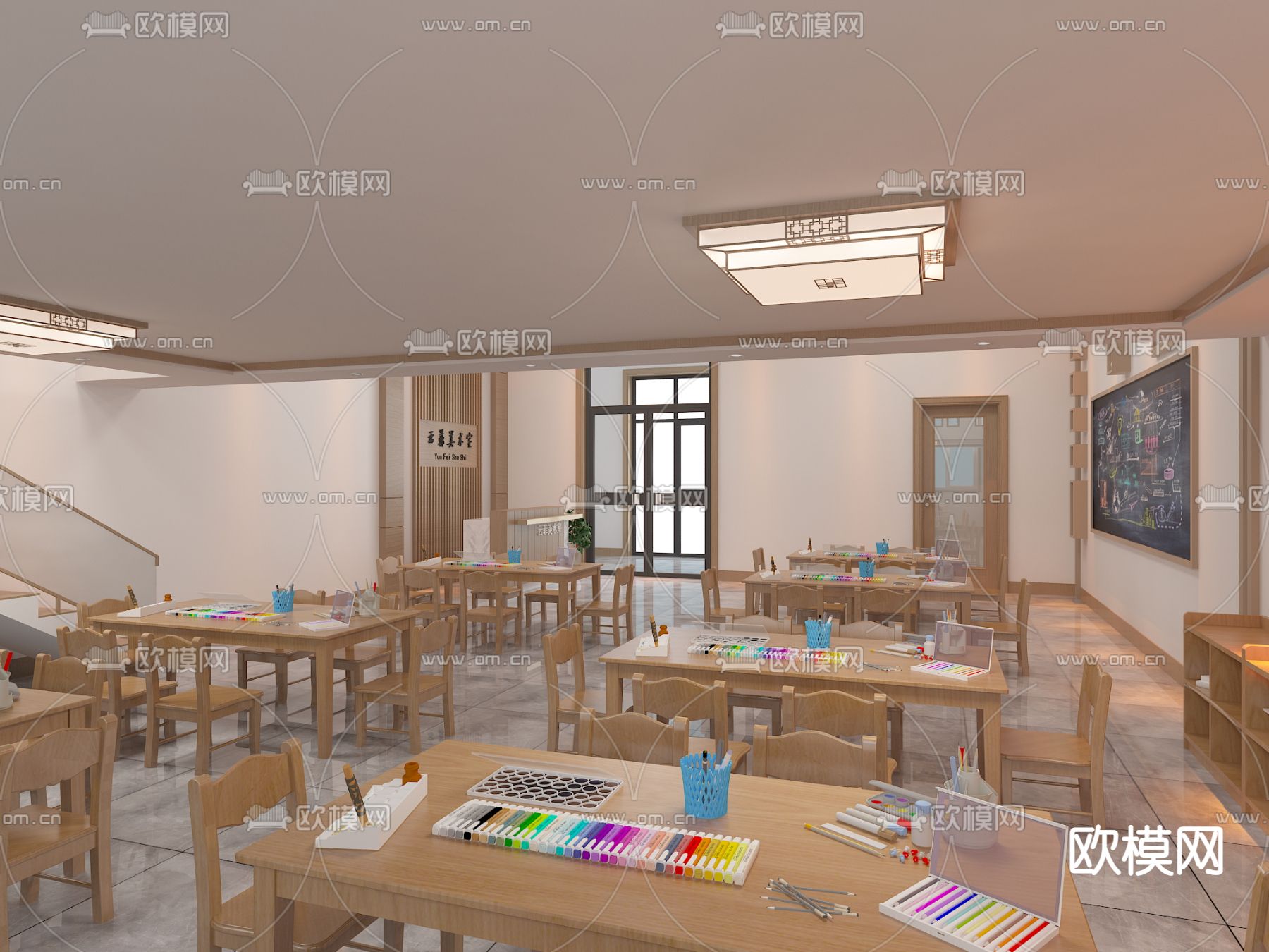 现代儿童画室免费3d模型下载（渲染图4）