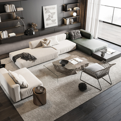  Minotti 转角组合沙发su模型 