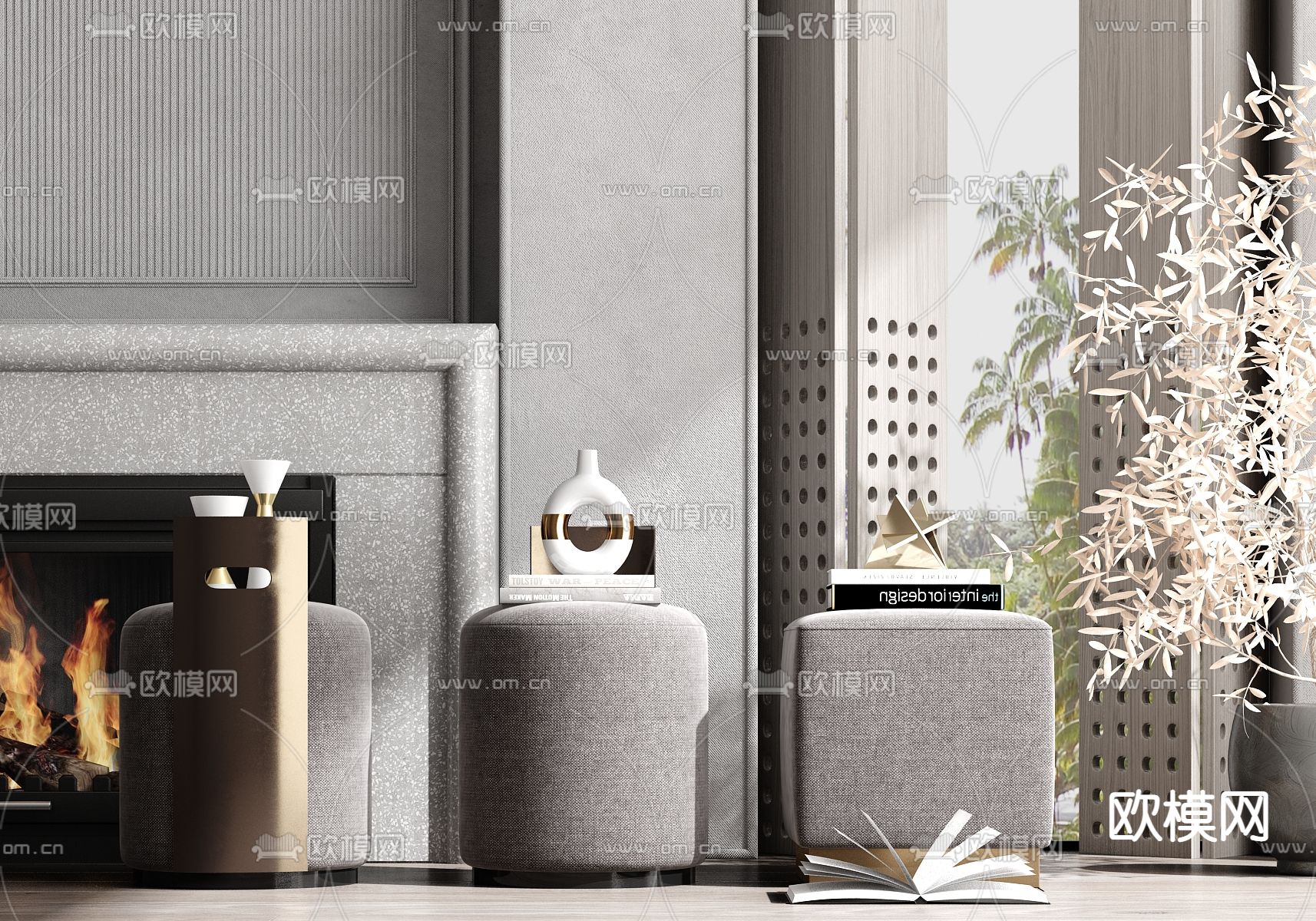 现代轻奢矮凳 凳子3d模型下载