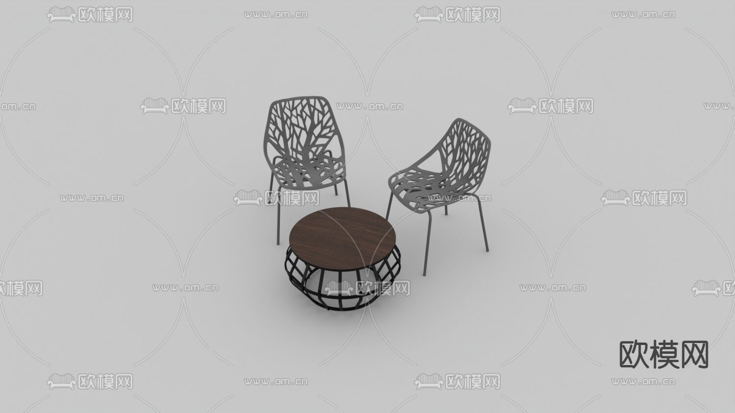 北欧简约创意不锈钢实木艺术休闲桌椅免费3d模型下载