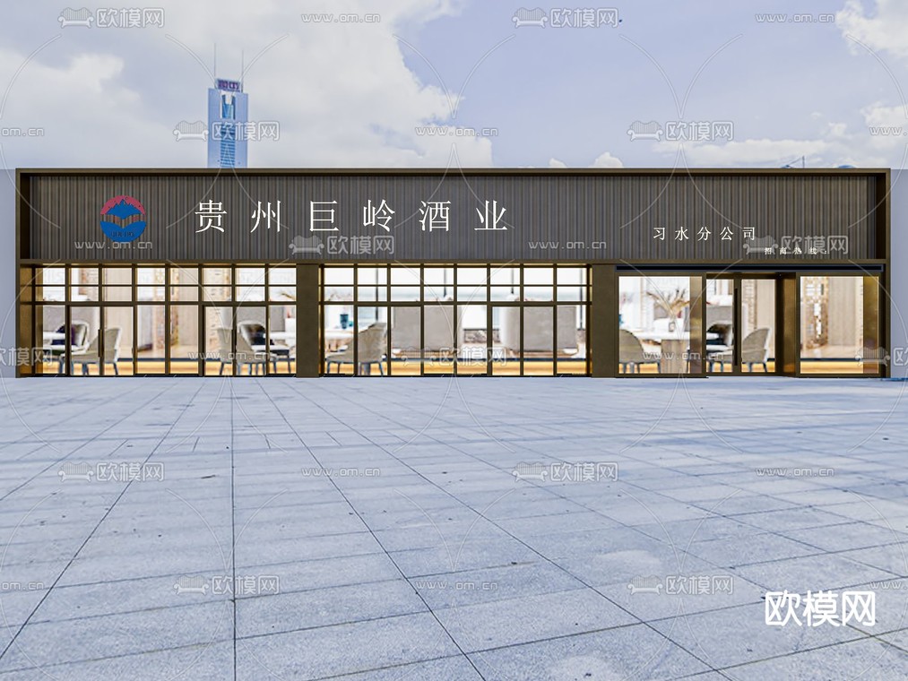 现代公司门头 门面免费3d模型下载_ID12131559_3dmax免费模型-欧模网