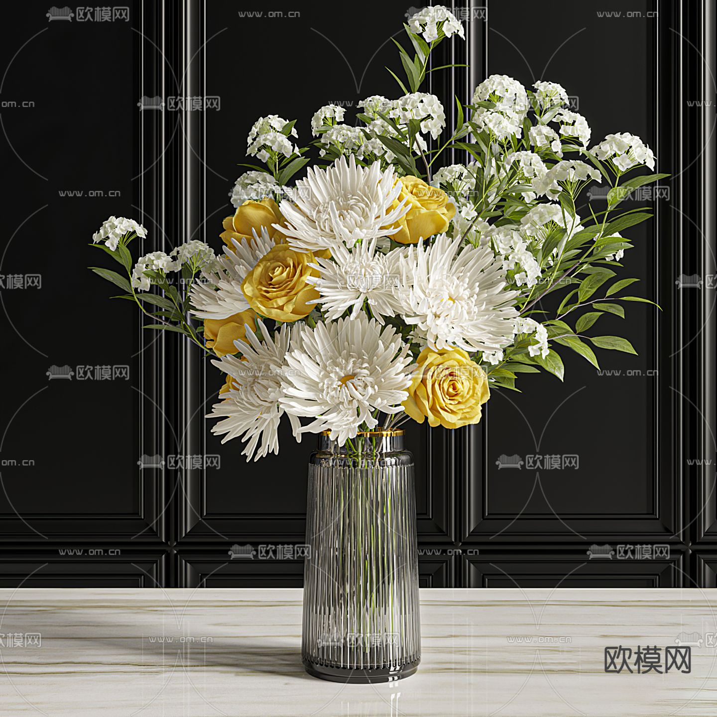 花卉花瓶 花艺 插花3d模型